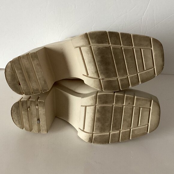 Stradivarius Women's Chunky Platform Ankle Boots Cream Ivory Booties Size 37 Y2K - Picture 8 of 12